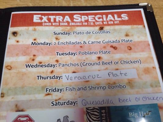 $7.95 "extra specials"