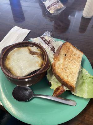 French onion soup and half BLT Sandwich