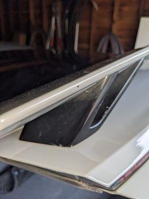 Tar spots and dirt all over the spoiler