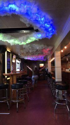 Bar inside with light clouds