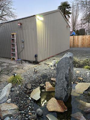 Wired motion sensing floodlight backyard