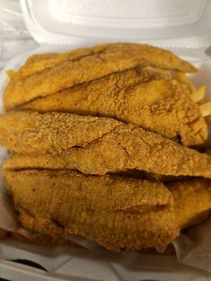 Fried whiting and flounder