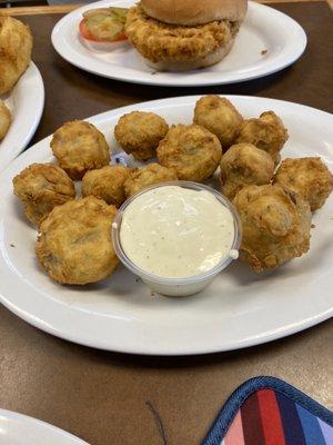 Breaded mushrooms.