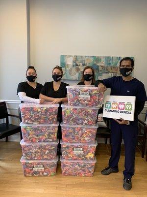 Cumming Dental Smiles team with the Halloween Candy Collection for the troops