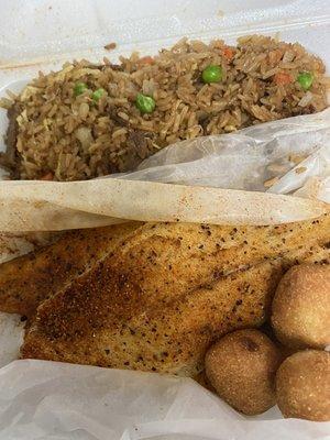 Grilled Catfish w/ Beef Fried Rice