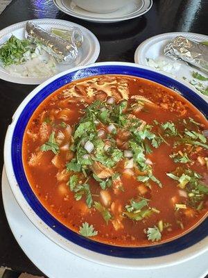 Menudo with hominy and all fixings