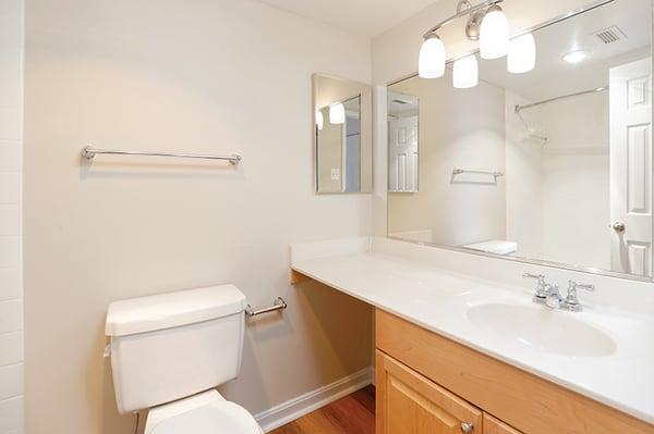 Full bathroom with extra vanity space