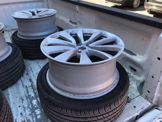 Rims ready for Black Satin powder coating