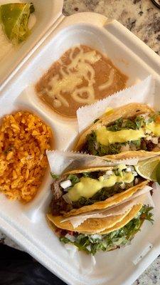 Taco Dinner  (2 Steak onion and cilantro; 1 Pastor Onion & Cilantro)