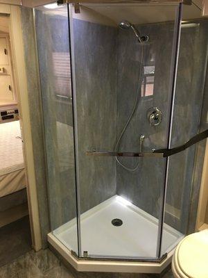 Frameless glass shower for a clean modern look