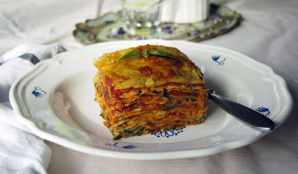 Crepe lasagna with spinach and ricotta