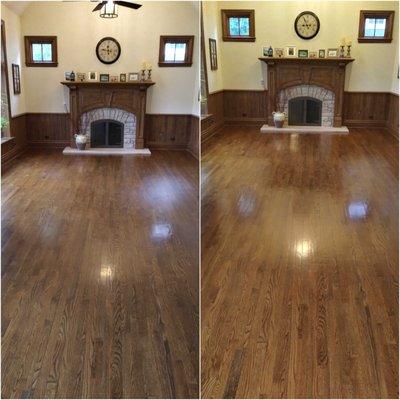 Hardwood floor clean & seal - before & after