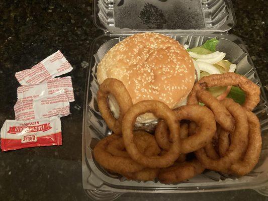 Middle East Burger and Onion Rings