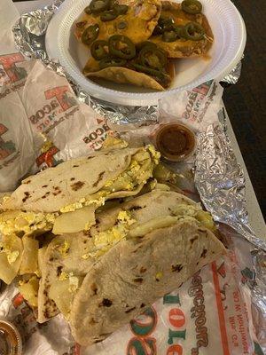 Breakfast tacos and Nachos, hot damn!