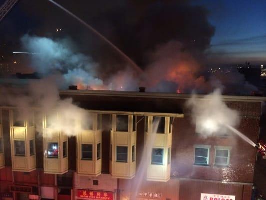 The cause of the giant hole on the roof of the building across the street.