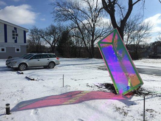 Marcus Manganni's sculpture "Bending Normal" looking great in the snow!