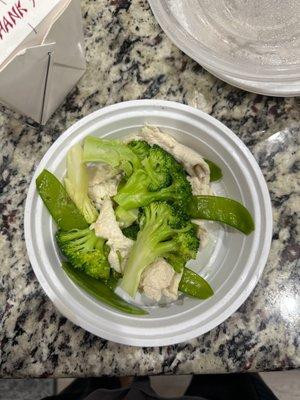 Snow peas and broccoli n "white sauce" aka.... Water zero flavor