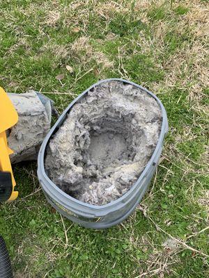 The collected lint after cleaning three houses with lots of lint.