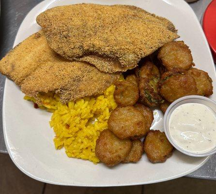 tilapia and fried pickles