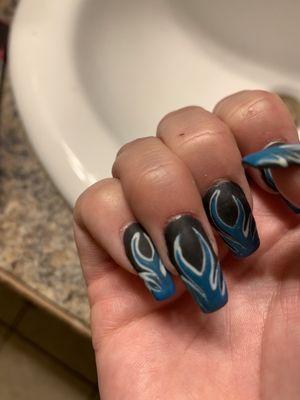 Cut my cuticle and flames are not glossy blue