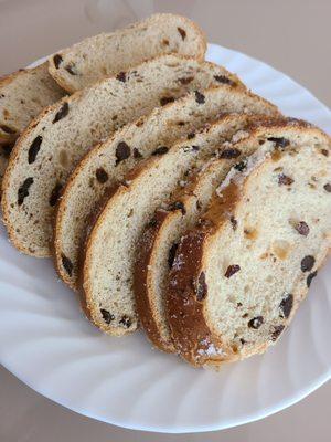 Absolutely delicious raisin bread.