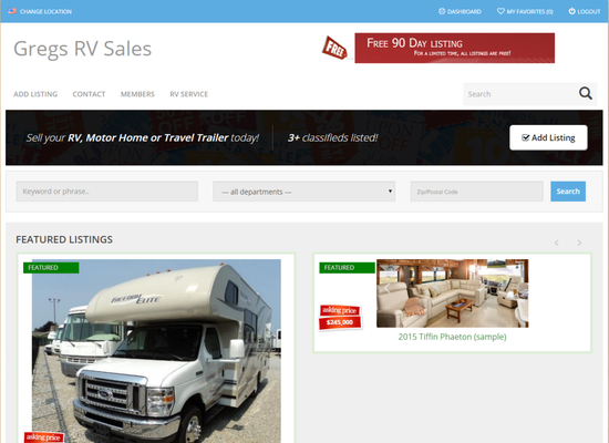 Used RV Classified Website, list and sell your RV. For dealers and individuals.