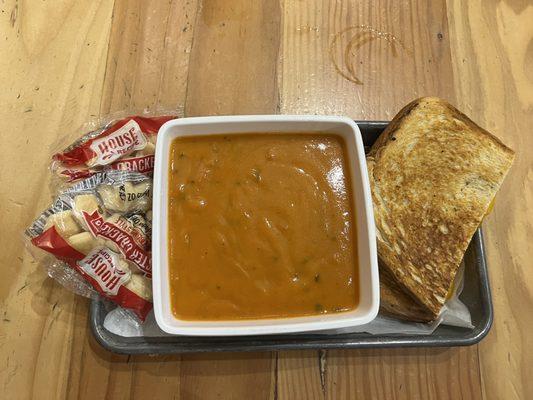 Grilled cheese and tomato bisque