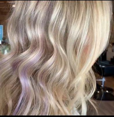 Best natural blonde highlights and a shimmer  of violet