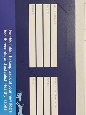 Blank chart they sent me home with...despite vaccinations administered