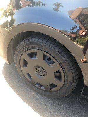 New & freshly painted hubcap by Jose at SP Autobody-- just within a few days!