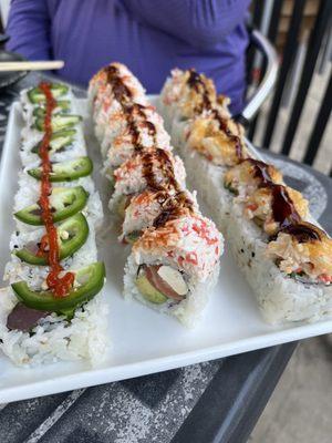 Left to right: Baja Special Roll, Rising Sun Special Roll, BSCR Special Roll