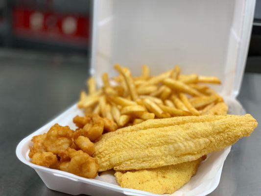 Fish combo dinner ( catfish fillet with shrimp)