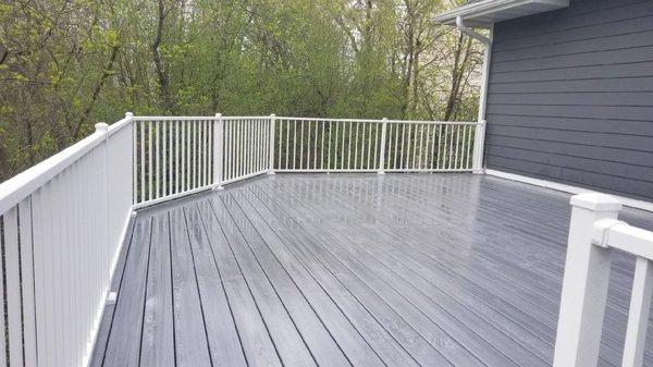 This is a Fiberon rebuild in Plymouth.  Bad weather and a tree claimed this deck.  It had to be rebuilt as a result.