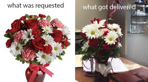 The Oakwood Florist - what was requested. What got delivered.