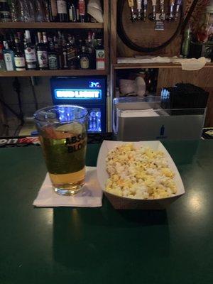 All food here is popcorn.No food menu,beer,wine and spirits