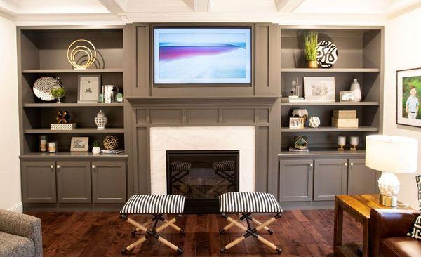 Fireplace Wall + Custom Bookcase