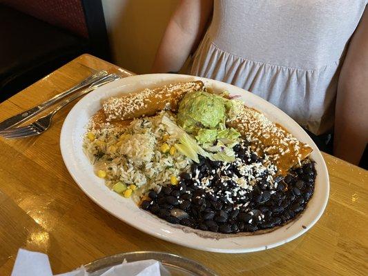 GB Chiladas with Beans and Rice