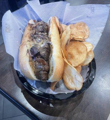 Oak Barrel Marinated Sirloin Cheesesteak w/ Pub Chips