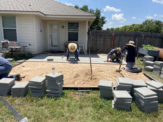 Paver Patio mid progress