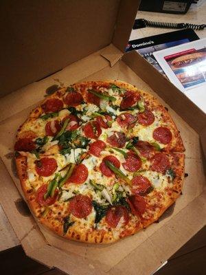 Large pizza, ordered from the app