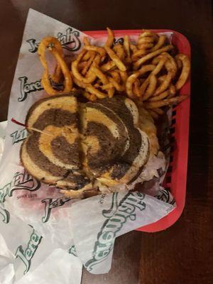 Reuben with curly fries