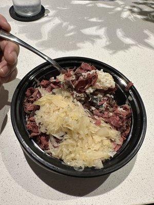 Pastrami and Sauerkraut over rice...