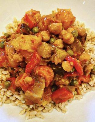 Organic vegetable Tagine over brown rice - amazing!