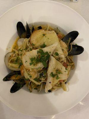 Seafood linguine.