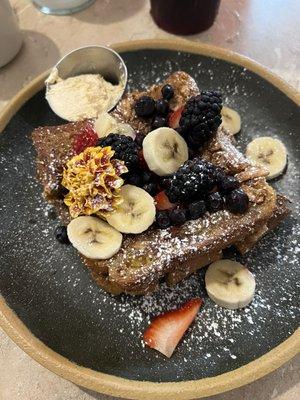 Cinnamon toast crunch French toast with fruit