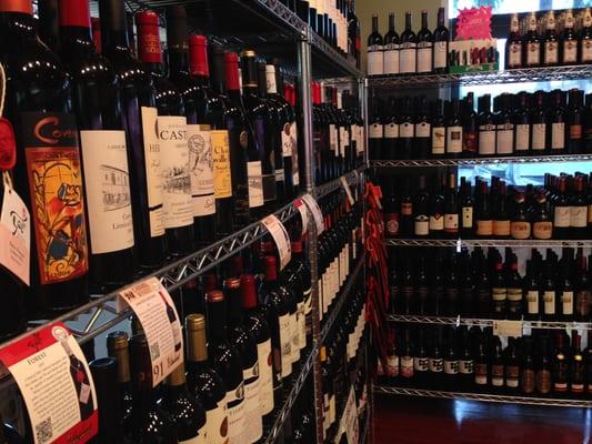 Our excellent wine area with great selections of kosher wines