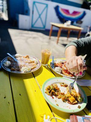 Spiced cherry crepes, salted caramel crepes, and loaded potatoes!