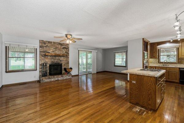 Hardwood Floors and Wood Burning Fireplace