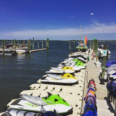 View of the docks and the Wave Runners.