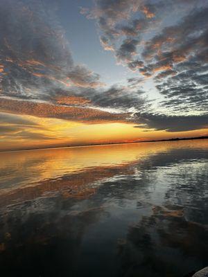 Sun setting on the water near Conn Brown Harbor.